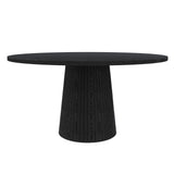 47.2" Round Dining Table for 4, Farmhouse Kitchen Table with Wood Strip Base for Kitchen, Dining Room, Living Room