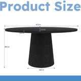 47.2" Round Dining Table for 4, Farmhouse Kitchen Table with Wood Strip Base for Kitchen, Dining Room, Living Room