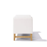 Storage Bed Bench with Solid Wood Legs, Upholstered Ottoman Entryway Bench Multi-Functional Footrest, Ivory