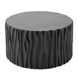 Round MGO Coffee Table, Wave Textured Cylindrical Accent Table, Outdoor Side Table, Indoor Patio Table