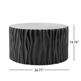 Round MGO Coffee Table, Wave Textured Cylindrical Accent Table, Outdoor Side Table, Indoor Patio Table