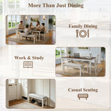 6pcs Extendable Dining Table Set for 6, Modern Farmhouse Kitchen Dining Set with 4 Ergonomic Curved Padded Dining Chairs&Bench,Brown+Beige