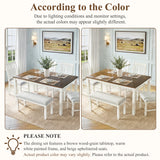6pcs Extendable Dining Table Set for 6, Modern Farmhouse Kitchen Dining Set with 4 Ergonomic Curved Padded Dining Chairs&Bench,Brown+Beige