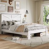 King Platform Bed Frame, Industrial Metal & Wood Bed Frame, Noise-Free, Under-Bed Storage