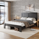 King Platform Bed Frame, Industrial Wood Bed Frame, Noise-Free, Under-Bed Storage, No Box Spring Needed