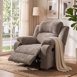 Manual Recliner Chair with 3-Position Adjustable Backrest, Chenille Upholstered Lounge Recliner Sofa Chair Armchair