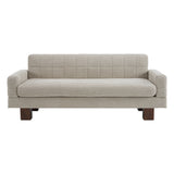 Boucle Loveseat Sofa, Modern Upholstered Couch with Biscuit Tufted Back, Square Arms & Rubberwood Legs for Living Room, Bedroom