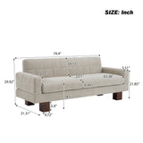 Boucle Loveseat Sofa, Modern Upholstered Couch with Biscuit Tufted Back, Square Arms & Rubberwood Legs for Living Room, Bedroom