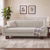 Boucle Loveseat Sofa, Modern Upholstered Couch with Biscuit Tufted Back, Square Arms & Rubberwood Legs for Living Room, Bedroom