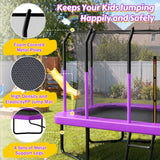 8×14ft Outdoor Trampoline with Safety Enclosure Net & Anti-slip Ladder, Recreational Gymnastics Trampoline for Kids and Adults, Purple