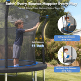 14FT Outdoor Trampoline with Safety Enclosure Net & Anti-Rust Steel Frame, Recreational High Bounce Jumping Mat for Kids & Adults, Blue