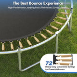 14FT Outdoor Trampoline with Safety Enclosure Net & Anti-Rust Steel Frame, Recreational High Bounce Jumping Mat for Kids & Adults, Blue