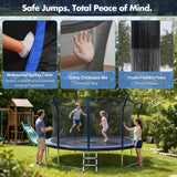 14FT Outdoor Trampoline with Safety Enclosure Net & Anti-Rust Steel Frame, Recreational High Bounce Jumping Mat for Kids & Adults, Blue