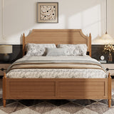Queen Platform Bed Frame, Modern Farmhouse Wooden Bed Frame with Curved Headboard & Classic Spindle Posts