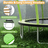 14FT Outdoor Trampoline with Safety Enclosure Net & Anti-Rust Frame, Round Recreational Backyard Bounce Jumping Mat for Kids & Adults,Green