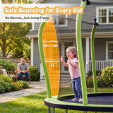 14FT Outdoor Trampoline with Safety Enclosure Net & Anti-Rust Frame, Round Recreational Backyard Bounce Jumping Mat for Kids & Adults,Green