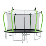 14FT Outdoor Trampoline with Safety Enclosure Net & Anti-Rust Frame, Round Recreational Backyard Bounce Jumping Mat for Kids & Adults,Green