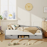 Full Size Upholstered Daybed with 2 Drawers & Padded Shelf, Corduroy & Velvet Blend Bed Frame for Kids/Teens