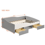 Full Size Upholstered Daybed with 2 Drawers & Padded Shelf, Corduroy & Velvet Blend Bed Frame for Kids/Teens