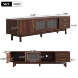 TV Stand for TVs up to 80" with Glass Sliding Doors & 2 Drawers, TV Console Media Storage Cabinet Entertainment Center, Dark Brown