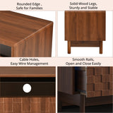 TV Stand for TVs up to 85" with LED Light & Glass Drawers, TV Console Media Storage Cabinet Entertainment Center, Walnut