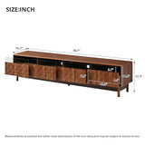 TV Stand for TVs up to 85" with LED Light & Glass Drawers, TV Console Media Storage Cabinet Entertainment Center, Walnut