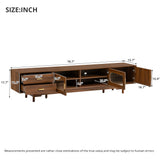 TV Stand for TVs up to 85" with Fluted Glass Doors, 2 Drawers&Solid Wood Legs, Walnut TV Console Media Storage Cabinet Entertainment Center