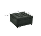 Nailhead Trim Square Storage Ottoman, Upholstered Bench for Living Room, Small Space, Bedroom