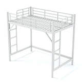 Twin Size Metal Loft Bed with Full-Length Guardrails & Dual Ladder & Ample Under-Bed Space for Bedroom, Apartment, Small Space