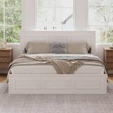 Queen Size Pine Wood Bed Frame with Adjustable Height Headboard & Under-Bed Storage for Bedroom, Apartment, Space Saving