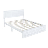 Queen Size Pine Wood Bed Frame with Adjustable Height Headboard & Under-Bed Storage for Bedroom, Apartment, Space Saving