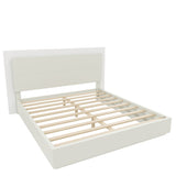 King Size Platform Bed Frame with Headboard & LED Light, Modern Minimalist Bed, White