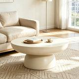Patio Coffee Table Round Indoor & Outdoor Sofa Side Table MGO Center Table Modern Cocktail Table, No Assembly, Off White