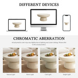 Patio Coffee Table Round Indoor & Outdoor Sofa Side Table MGO Center Table Modern Cocktail Table, No Assembly, Off White