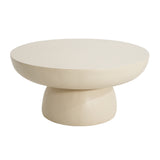 Patio Coffee Table Round Indoor & Outdoor Sofa Side Table MGO Center Table Modern Cocktail Table, No Assembly, Off White