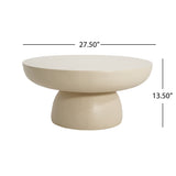 Patio Coffee Table Round Indoor & Outdoor Sofa Side Table MGO Center Table Modern Cocktail Table, No Assembly, Off White