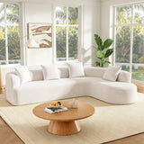 116.5" Curved Cloud L-Shaped Sectional Sofa, 4-Seater Oversized Couch with Memory Foam & Accent Pillows, No Assembly