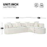 116.5" Curved Cloud L-Shaped Sectional Sofa, 4-Seater Oversized Couch with Memory Foam & Accent Pillows, No Assembly