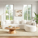 116.5" Curved Cloud L-Shaped Sectional Sofa, 4-Seater Oversized Couch with Memory Foam & Accent Pillows, No Assembly