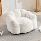 Lotus-shape Faux Fur Bean Bag Sofa Chair with Handle for Living Room, Bedroom, Reading Room, Office