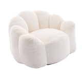 Lotus-shape Faux Fur Bean Bag Sofa Chair with Handle for Living Room, Bedroom, Reading Room, Office