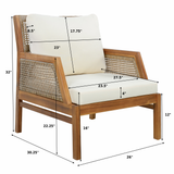 2pcs Patio Club Chair with Wicker, Acacia Wood Accent Chair Outdoor Armchair with Water-Resistant Cushions