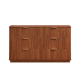 6 Drawer Dresser Chest of Drawers TV Stand Accent Sideboard Clothes Storage Organizer Cabinet, Water&Scratch-Resistant, Walnut