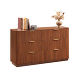 6 Drawer Dresser Chest of Drawers TV Stand Accent Sideboard Clothes Storage Organizer Cabinet, Water&Scratch-Resistant, Walnut