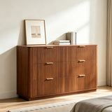 6 Drawer Dresser Chest of Drawers TV Stand Accent Sideboard Clothes Storage Organizer Cabinet, Water&Scratch-Resistant, Walnut