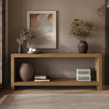 63" Farmhouse Console Table, 2-Tier Rustic Entryway Table, Vintage Sofa Table for Living Room, Hallway & Behind Couch