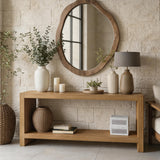 63" Farmhouse Console Table, 2-Tier Rustic Entryway Table, Vintage Sofa Table for Living Room, Hallway & Behind Couch
