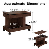 Rolling Side Table with 360° Rotating Top, Mobile Coffee Table Nightatand with Storage, Adjustable End Table on Wheels