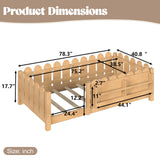 Twin Size LED Floor Bed for Toddler, Kids Montessori Bed Frame with Guardrail & Bookshelf for Bedroom, Apartment