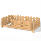 Twin Size LED Floor Bed for Toddler, Kids Montessori Bed Frame with Guardrail & Bookshelf for Bedroom, Apartment